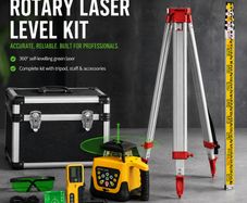 600m Rotary Green Laser Level Kit with Tripod, Detector & 5m Staff