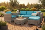 Bora Bora Rattan Garden Sofa Set with Table &amp; Foot