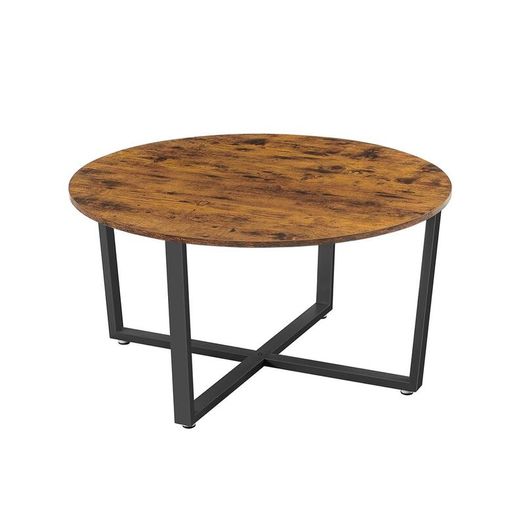 Round Coffee Table Industrial Living Room Table Rustic Brown Black 88 cm