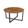 Round Coffee Table Industrial Living Room Table Rustic Brown Black 88 cm Image 3