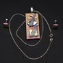 Vintage Sterling Silver Dichroic Glass Set Image 9