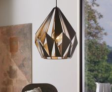 Eglo Black Copper Carlton 1 Geometric Pendant Light Ceiling Shade