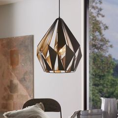 Eglo Black Copper Carlton 1 Geometric Pendant Light Ceiling Shade