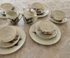 Vintage Japanese Kutani Eggshell Porcelain Tea Set