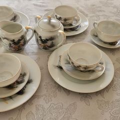 Vintage Japanese Kutani Eggshell Porcelain Tea Set