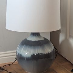 navy and white lamp only used for a few weeks