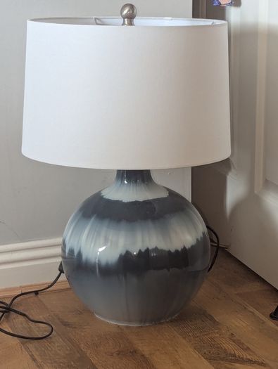 navy and white lamp only used for a few weeks