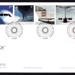 2002 Great Britain 50th Anniversary of Passenger Jet Aviation Airliners Commemorative Stamps Royal Mail Addressed First Day Cover (FDC)