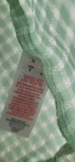 PRIMARK mint green gingham co-ord Sz 10UK