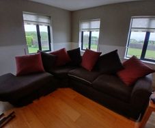 Corner sofa. Armchair and footstool