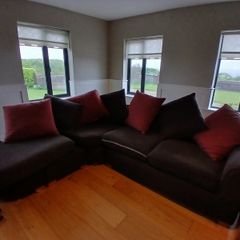 Corner sofa. Armchair and footstool