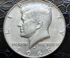 1968 United States "Kennedy Half Dollar" 40% Silver coin
