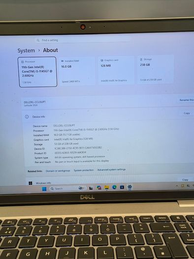 Dell Latitude 5520 (11th Gen) Intel i5 1145G7 2.60GHz 16GB RAM 256GB SSD 15.6" Windows 11 Pro (SALE PRICE)