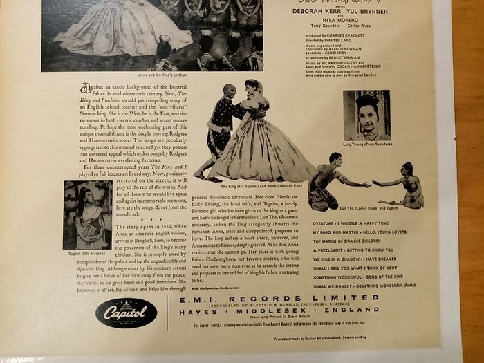 THE KING AND I soundtrack. 1956 UK pressing. Rodgers and Hammerstein. Capitol Records. Vinyl LP Record Album. film. movie. stage. musical.