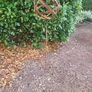 Corten steel garden sphere on a stem Image 2