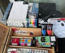 Wooden artist box with built in easel