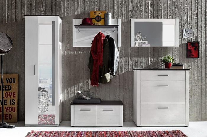 Hallway Coat Rack with Hanging Rail & Hooks