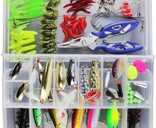 NEW SALE | 120 PCS Fishing Lures Mixed Including Spinners,VIB,Treble Hooks,Single Hooks,Swivels,Pliers and Tackle Box