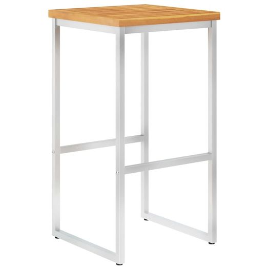 Bar Chairs 4 pcs Solid Acacia Wood and Stainless Steel