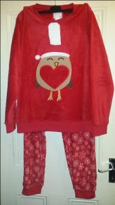 BNWT Rock&Rags red fleece pyjamas size UK16/18 EU44/46 Postage included