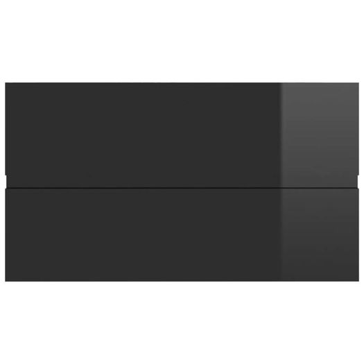 Sink Cabinet with Built-in Basin High Gloss Black Chipboard