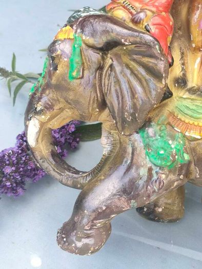 Early 20th Century Hindu Elephant plaster lamp