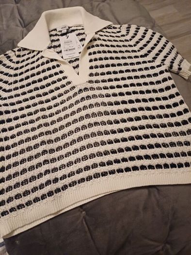 Reiss Gemma Open Knit Polo Shirt