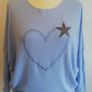 Carla Giannini Angora Wool Jumper Light Blue Heart Star One Size NWT Italy Image 2