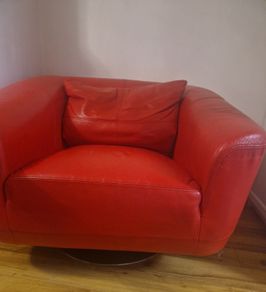 Free to go real leather swirl armchair and footstool