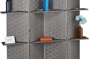 4-Piece Folding Room Divider 2 Shelves - Free Delivery Nationwide