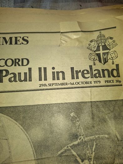 The Irish Times Newspaper Pope John Paul II in Ireland, covering his historic 1979 pastoral visit, Postage Available or Collection