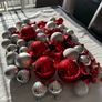 Christmas tree decorations, red and silver, set of 68 Image 2