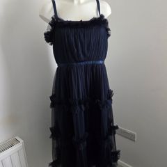 Like new. Absolutely Stunning Coast occasion wear Navy Size 14 tulle layered, lined dress