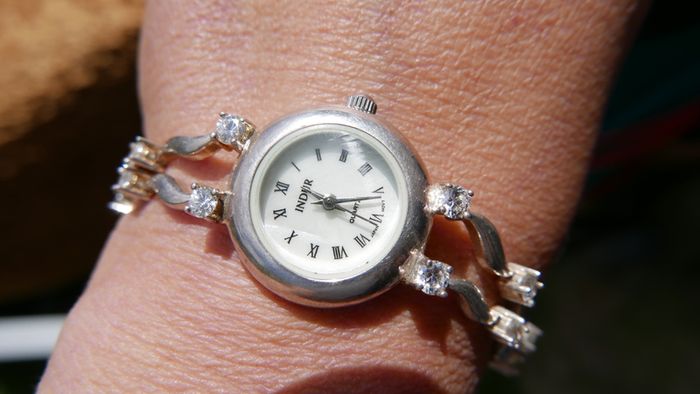 Vintage INDURO Watch for Women, Sterling Silver Bracelet Watch, Handmade 925 Sterling Silver Watch, Watch for Her Birthday Gift, Ladies Watch Japan Made (Works well, fresh battery)