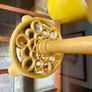 Vintage Traditional Mustard Yellow Cast Iron Mug Tree Holder Rustic Farmhouse Kitchenalia Image 4