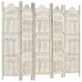 Hand carved 5-Panel Room Divider White 200x165 cm Solid Mango Wood Image 5