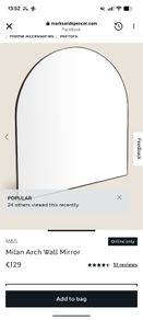 M&S Milan black arch metal mirror