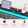 King Size Bed Frame with Storage Headboard, 5ft Upholstered Bed Frame Kingsize with Charging Station and LED Lights/Under Bed Storage/No Box Spring Needed, Dark Gray Image 5