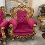 Old three piece salon set that has been recovered and the gilt gold has been redone Image 3