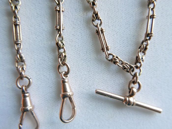Victorian  heavy real 9 Carat Gold Albert or Necklace Chain with T-Bar length 20" - 24,3g