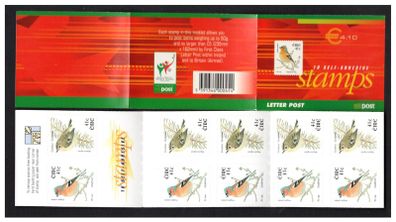 2002 Ireland Chaffinch SA Definitive Stamp Booklet Mint Never Hinged (MNH). Hibernian HB97