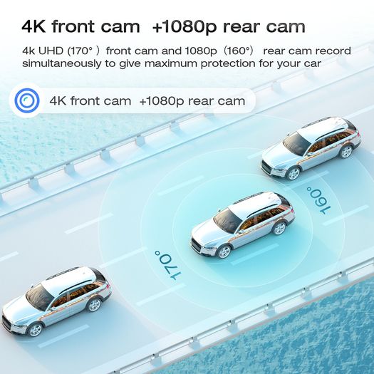 4K GPS Mirror Car Dash Cam 12" Touch Screen Dual Front and Rear Camera Wifi