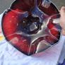 Murano Style Cranberry Ruffled Hand Blown Bowl Image 2