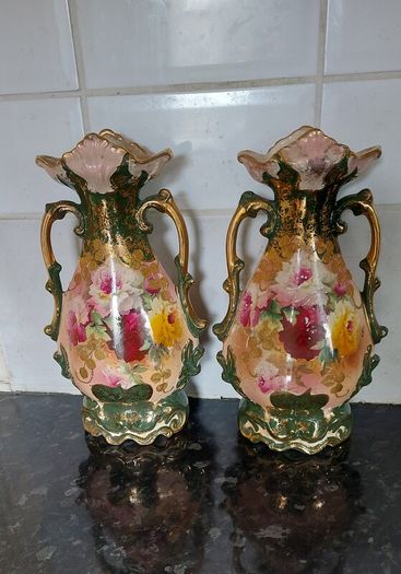 Beautiful pair of antique mantel vases