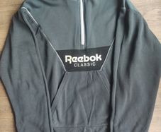 Reebok Classic Grey Half Zip Sweatshirt Big Back Logo Size M