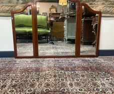 Fruitwood French Carved Tri-Fold Mirror.