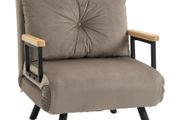 Sleeper Chair, Guest Bed, Adjustable Backrest, up to 120 kg, Steel Frame, 63x73x81cm, Light Brown
