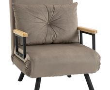 Sleeper Chair, Guest Bed, Adjustable Backrest, up to 120 kg, Steel Frame, 63x73x81cm, Light Brown