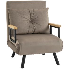 Sleeper Chair, Guest Bed, Adjustable Backrest, up to 120 kg, Steel Frame, 63x73x81cm, Light Brown