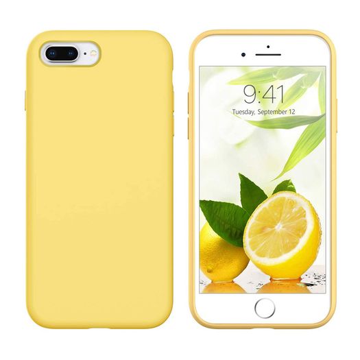 Liquid Silicone Case For iPhone 8 Plus / 7 Plus Luxury Thin Soft Phone Cover New Yellow - FHT08IP8PLK